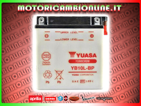 Batteria Battery Batterie YB10L-BP YUASA codice 584867 Originale per Gruppo Piaggio Aprilia Derbi Gilera