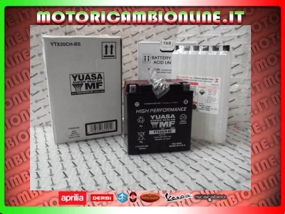 Batteria YTX20CH-BS YUASA codice GU05704531 Originale per MotoGuzzi applicazioni interne