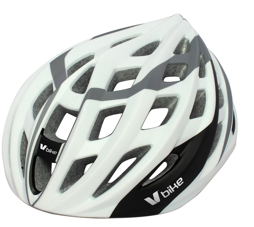 Casco V-Bike MTB o Stradale 24 ventilazioni stampato bianco argento tg L 58-61cm