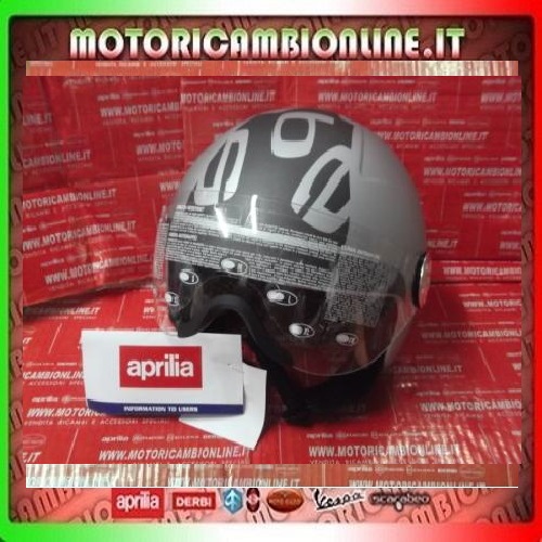 motoricambionline - motoricambionline cdkmotors - Casco jet con visiera  Aprilia Scarabeo nero opaco tag L codice 860489