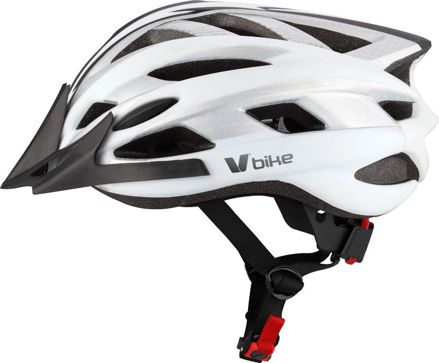 Casco V-Bike MTB 19 ventilazioni in semi carbonio stampato bianco / argento Taglia M 55-58cm Codice 35551