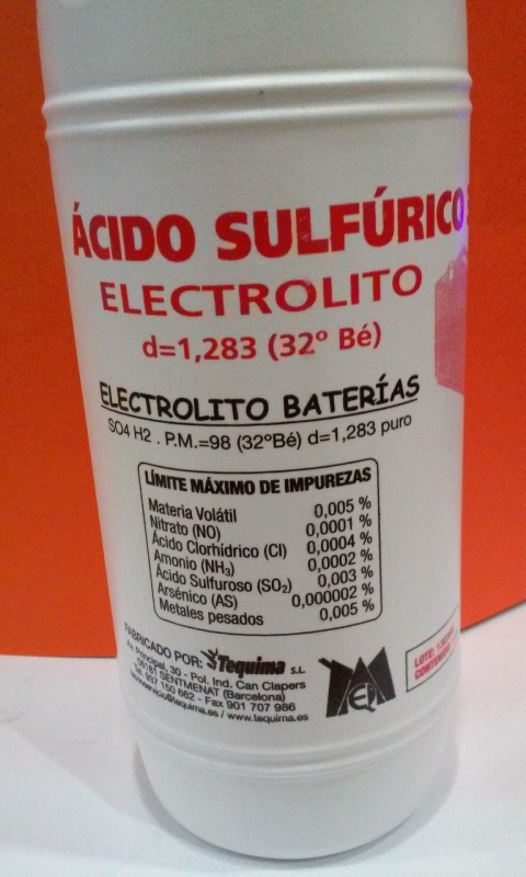 Flacone Di Acido Per Batterie electrolito solforico da 1 Litro Codice 13977